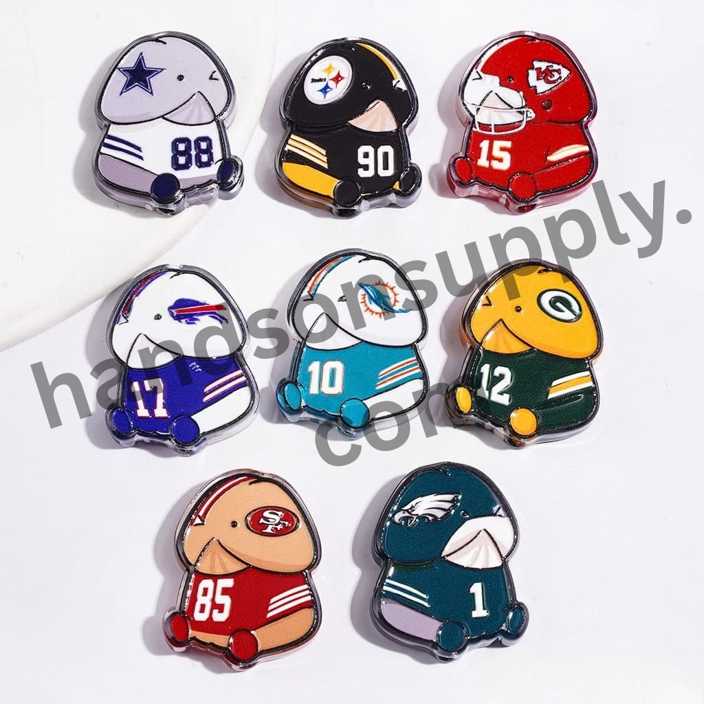 USA Sports Football Team Exclusive Men's Theme Acrylic Beads, 22*27MM, Random Mix