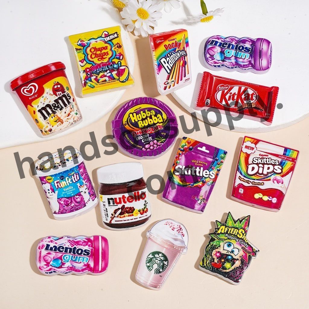 Sweet Candy, Gum, Coffee & Chocolate Snack Series Designs, Acrylic Beads, Random Mix