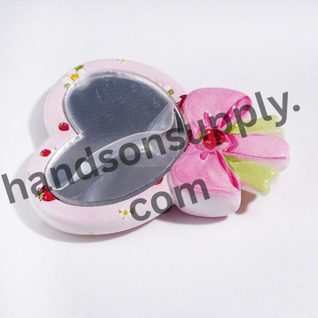 Berry Girl Family Character Series with Heart-Shaped Magic Mirrors and Bowtie Acrylic Beads, 41*50MM, Random Mix