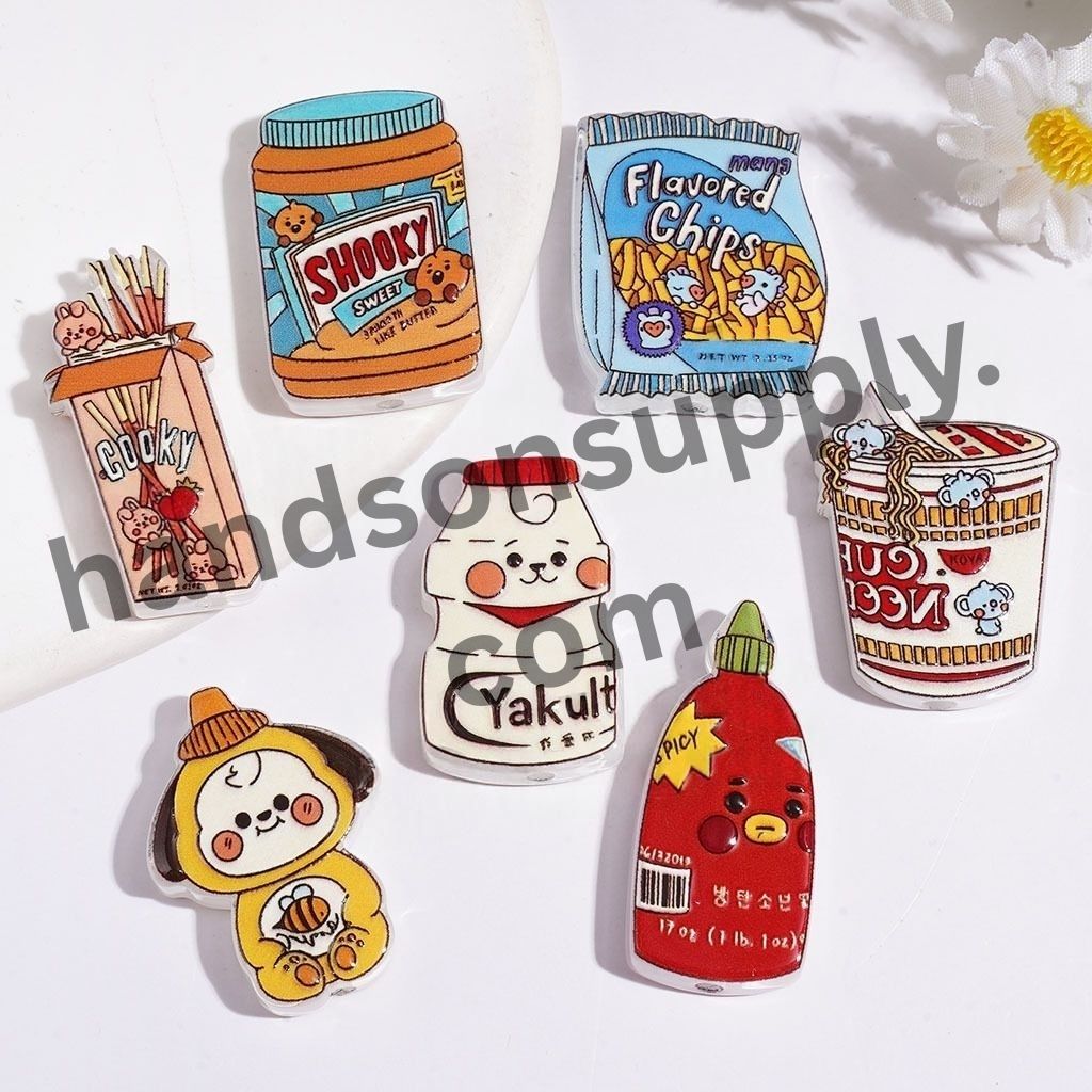 Adorable Tasty Milk, Instant Noodles, Candy & Ketchup Various Snacks Series Acrylic Beads, Random Mix