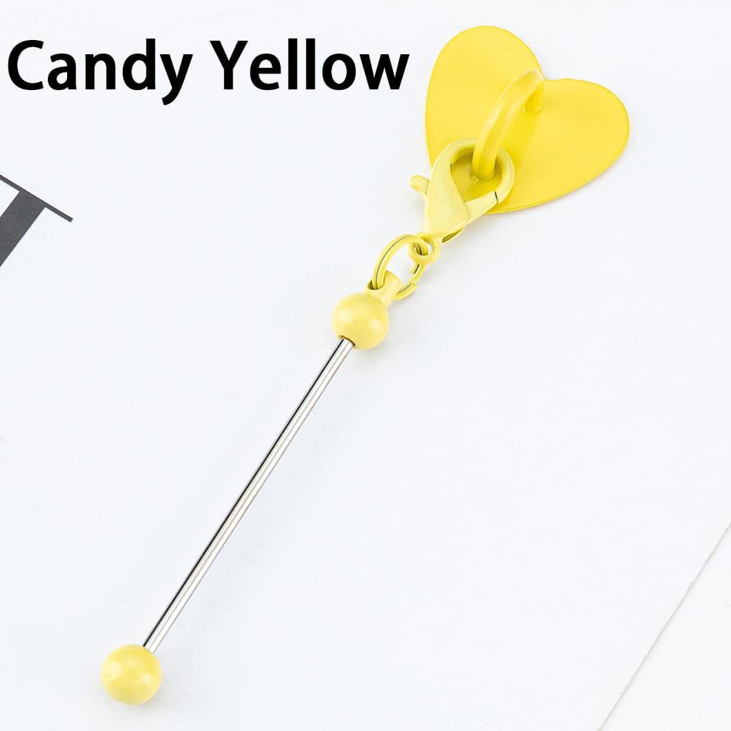 DIY Beadable Keychain Bar with Mini Lobster Clasp & Heart Accessories, 9.6*2.5CM