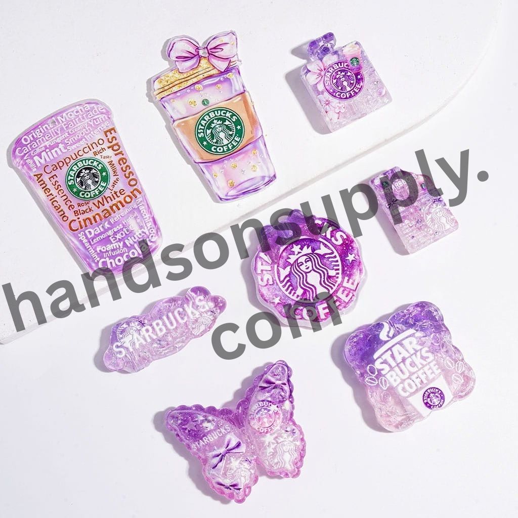 Dreamy Purple Sweet Coffee Trendy Café Theme Series Acrylic Crackle Beads, Random Mix