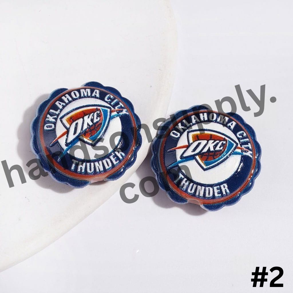 Sporty American Basketball Team Logo with Round Shaped with Wavy Border Acrylic Beads, 23*25MM
