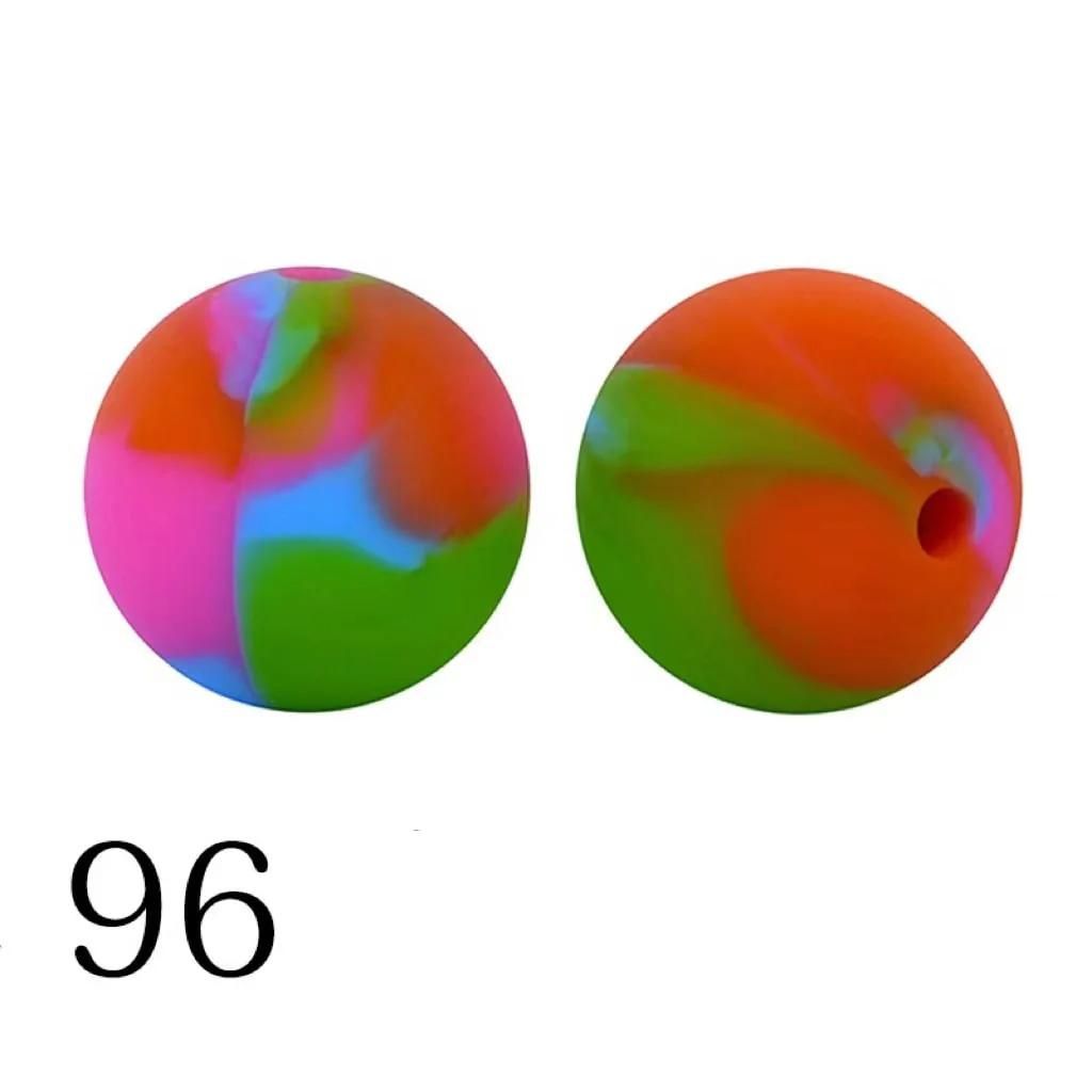 Multicolor Abstract Marble Pattern Printed Silicone Beads with Swirls, 15mm
