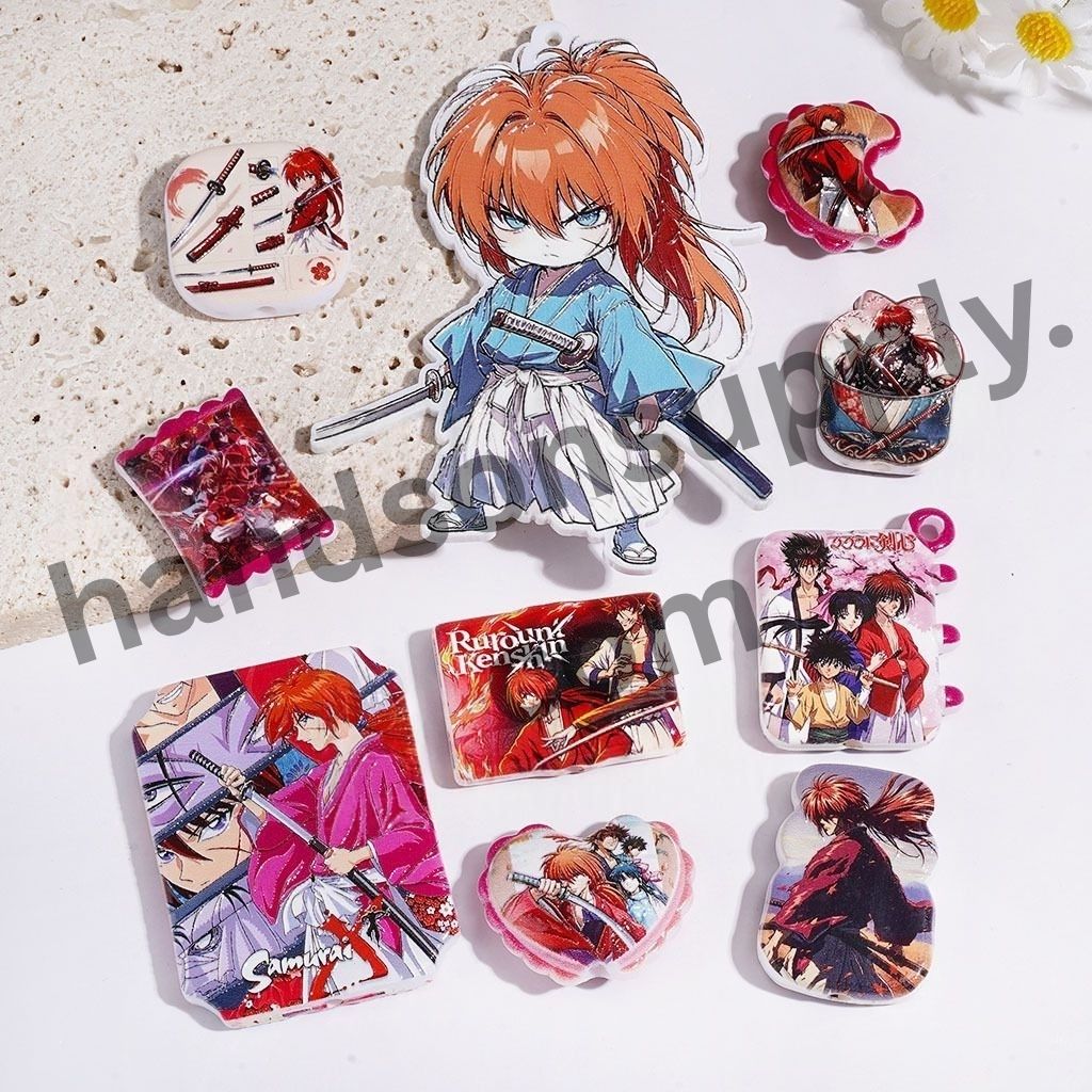 Charming Samurai Hero Boy Japanese Anime Character Series Acrylic Beads & Pendants, Random Mix