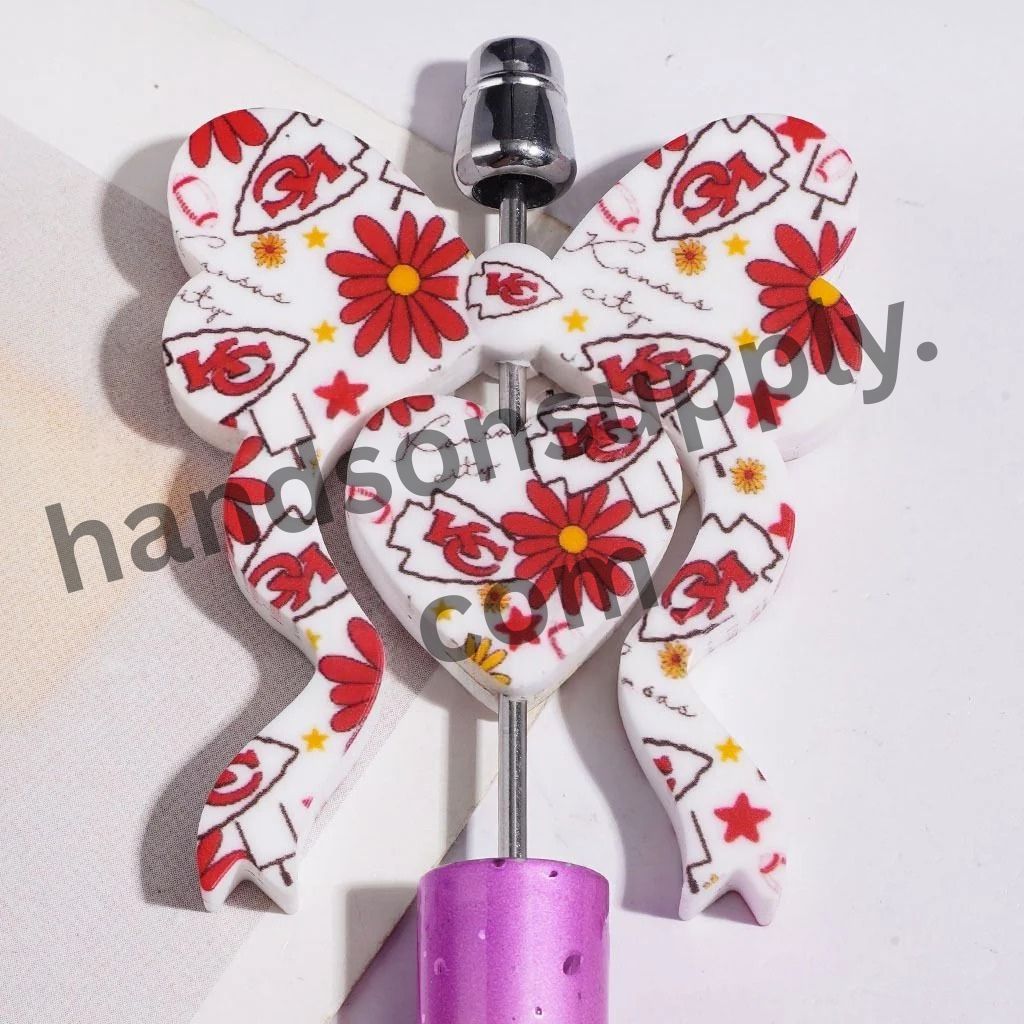 Kansas City American Football Collection with Bowtie & Heart-Shaped Silicone Focal Beads