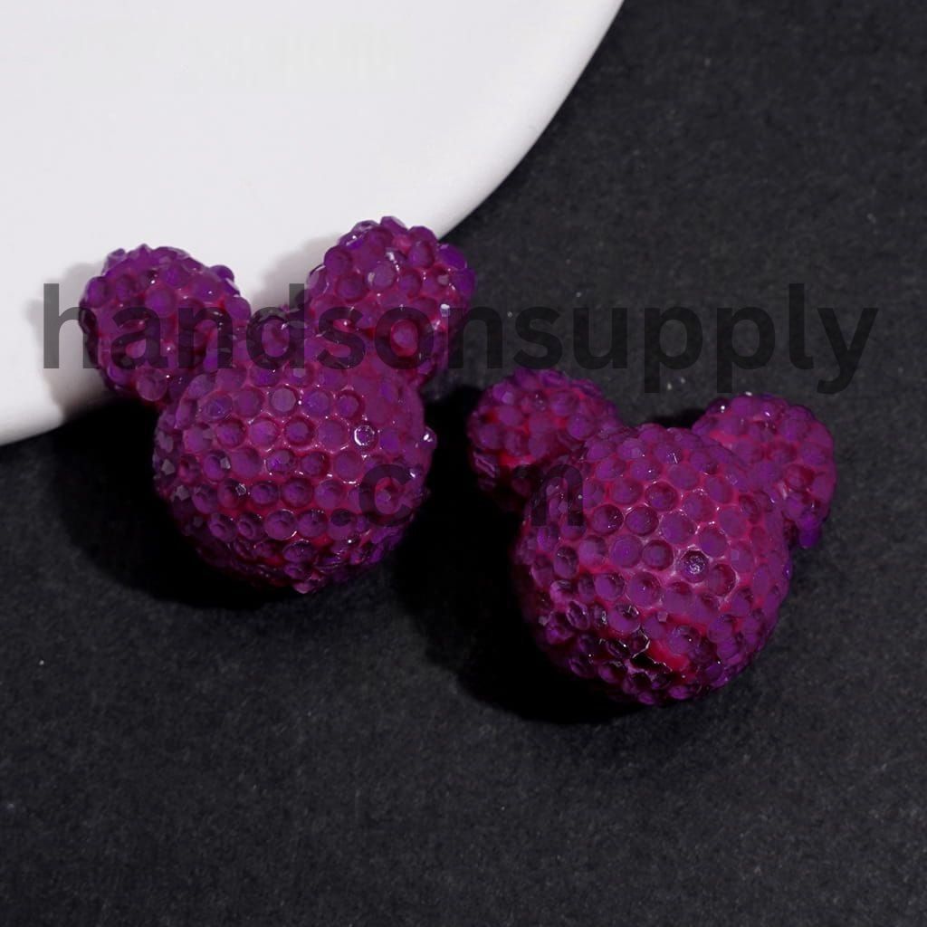 Vibrant Neon Colorful Mouse Head Shape with Sparkling Rhinestone Clay Beads 22*23MM, Multi-Color (Please Read Description)