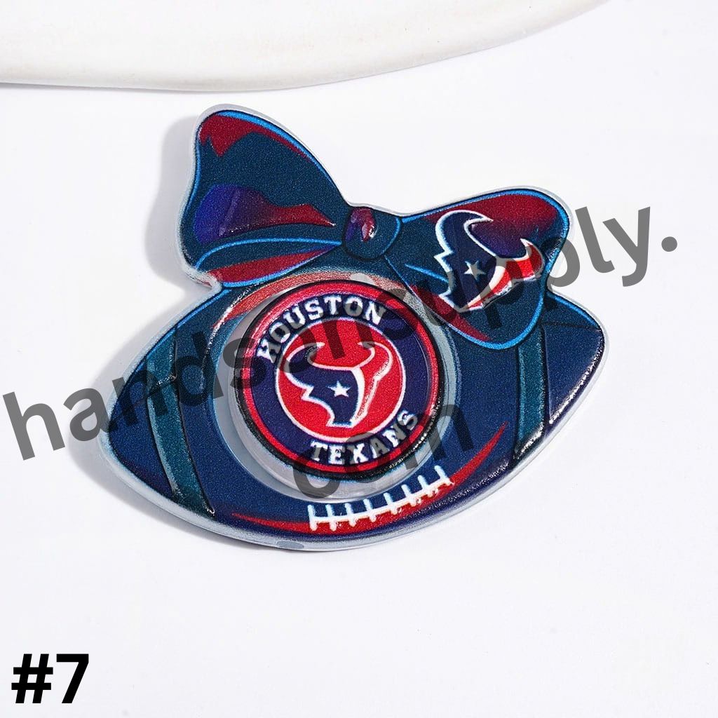 American Football Team Design Hollow Bowtie Frame with Flat Round Acrylic Beads Collection Set, Large Size