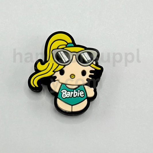 Cute Cartoon Cat with Yellow Hair and Sunglasses Design Silicone Focal Beads