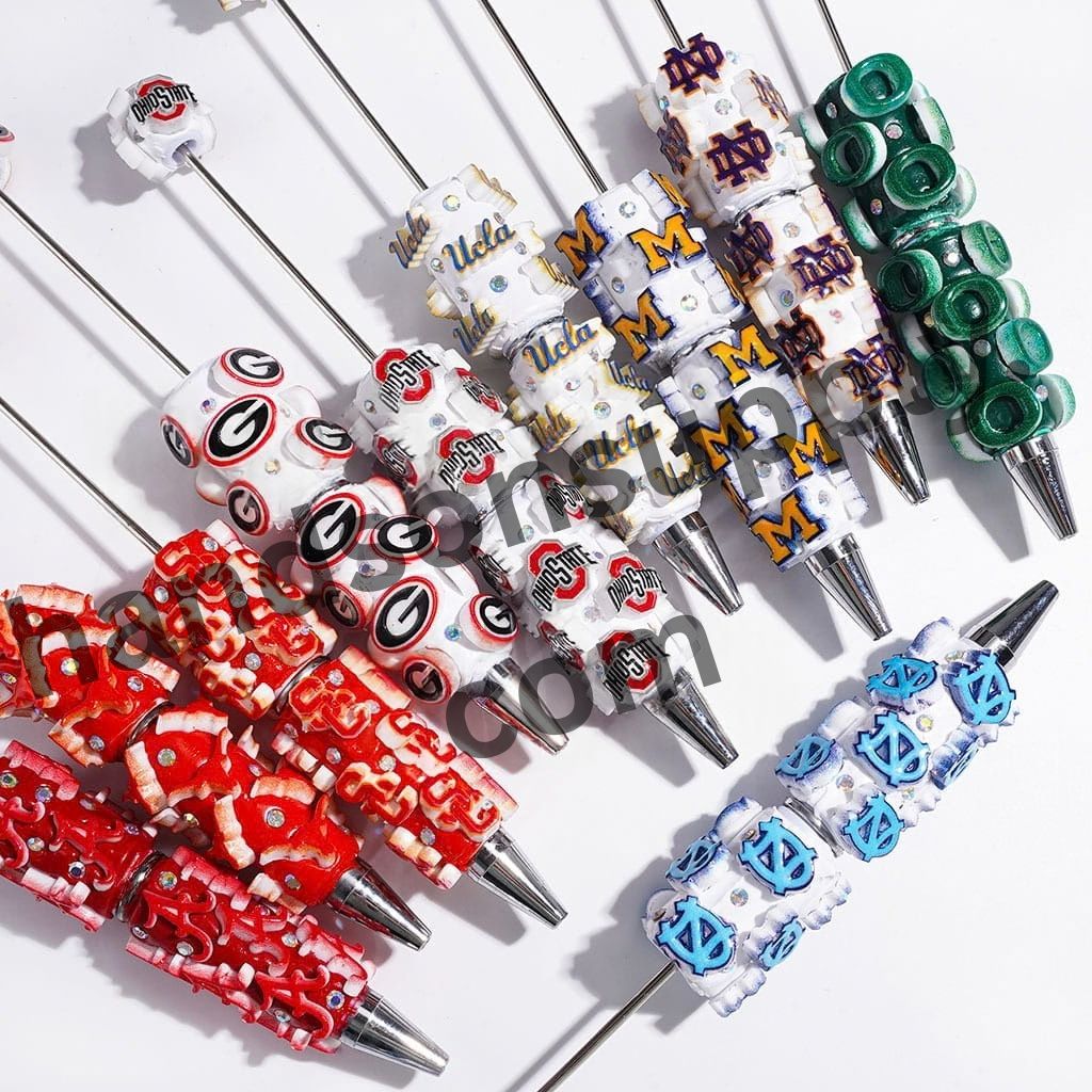 Dynamic Sporty American College Football Team Series with Sparkling AB Rhinestones Beadable Clay Pens