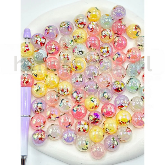 Old Girl Character Cartoon Theme Jelly Color 16MM Assorted Mix Character Acrylic Beads
