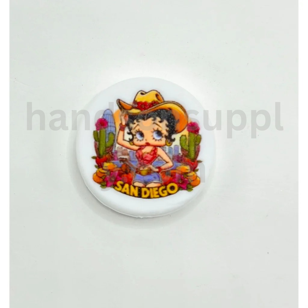 Stylish Girl in Red Top with Denim Shorts and Texas Football Hat Design Silicone Focal Beads