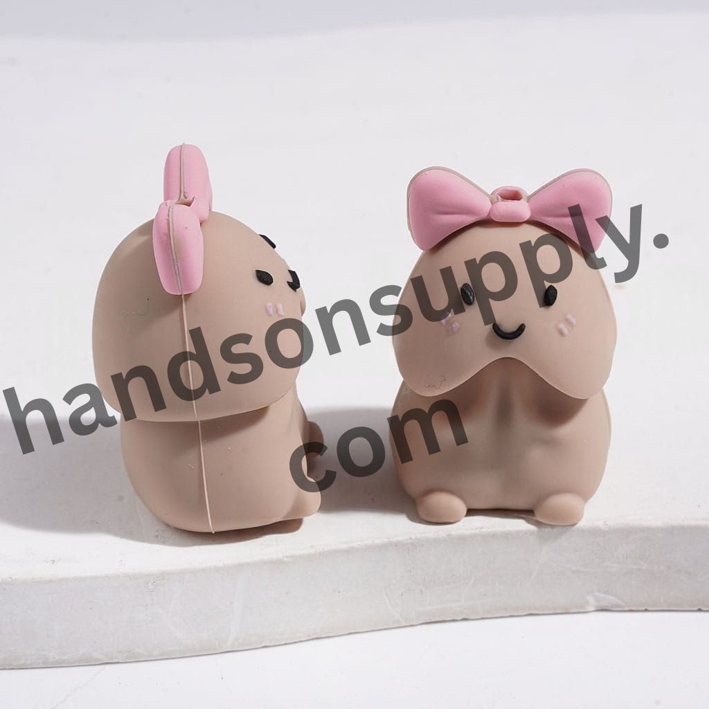 3D Cute Man Exclusive with Bowtie Designs Silicone Focal Beads, Multi-Color