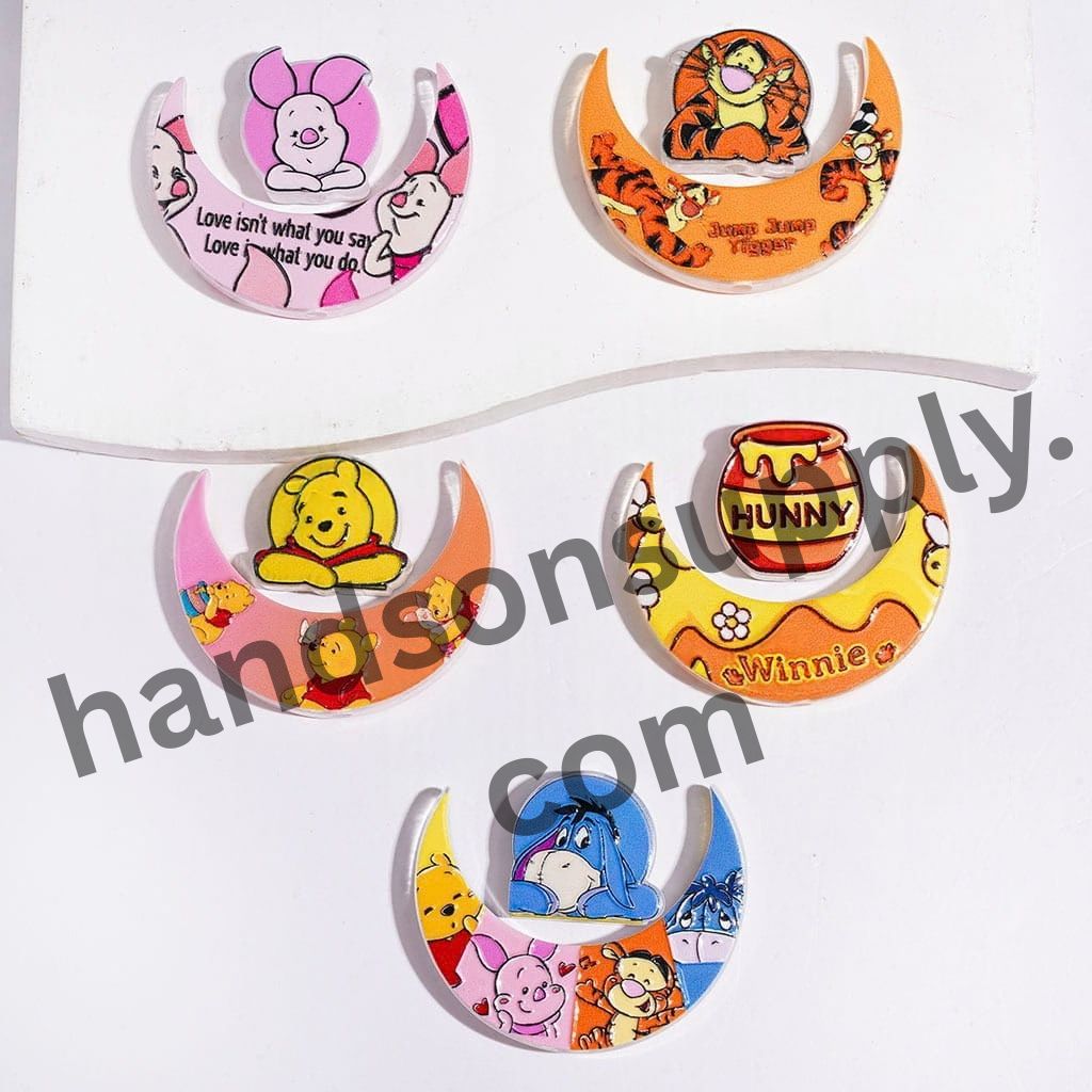 Dreamy Crescent Moon & Cute Cartoon Animal Character Series Collection Acrylic Beads, Random Mix