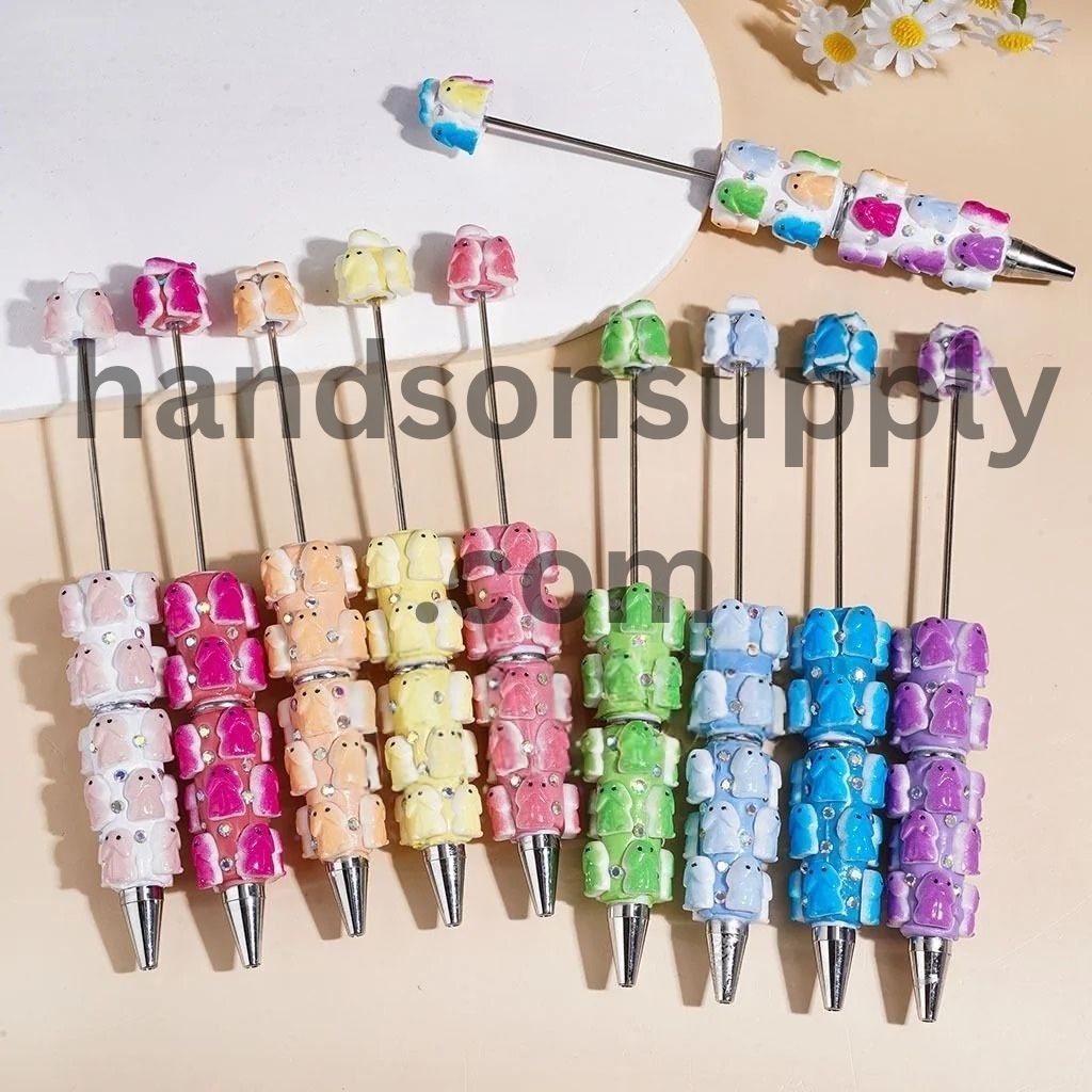 Stylish Man Exclusive Theme with Sparkling AB Rhinestone Beadable Clay Pens, Multicolor Random Mix