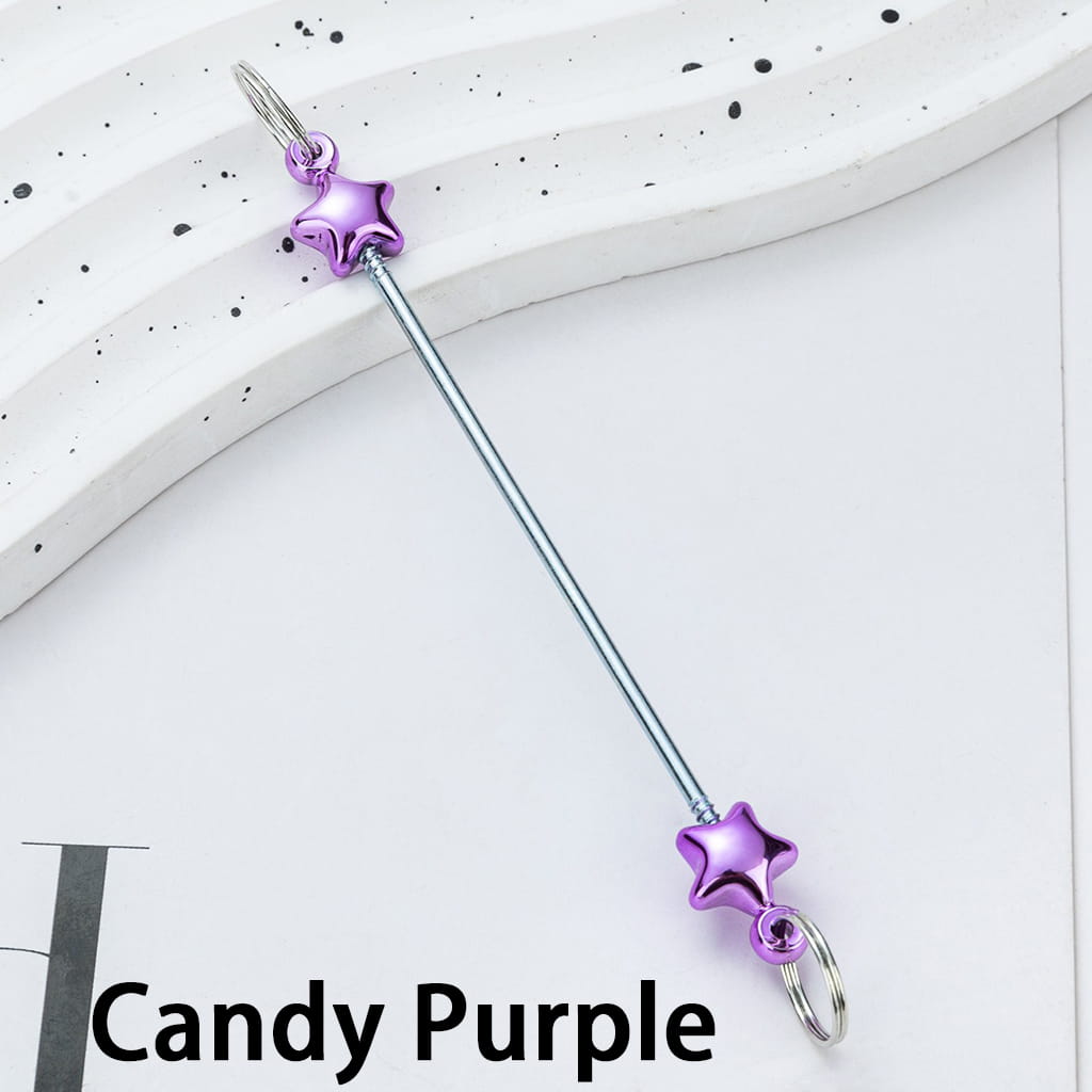 DIY Plastic Metallic Color Beadable Star Keychain Bars 10CM