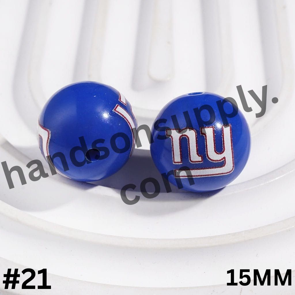 American Football Team Acrylic Beads for Bracelets, 15MM