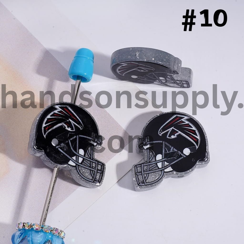 Silver Glitter USA American Football Helmet Shape Acrylic Beads 22*26MM