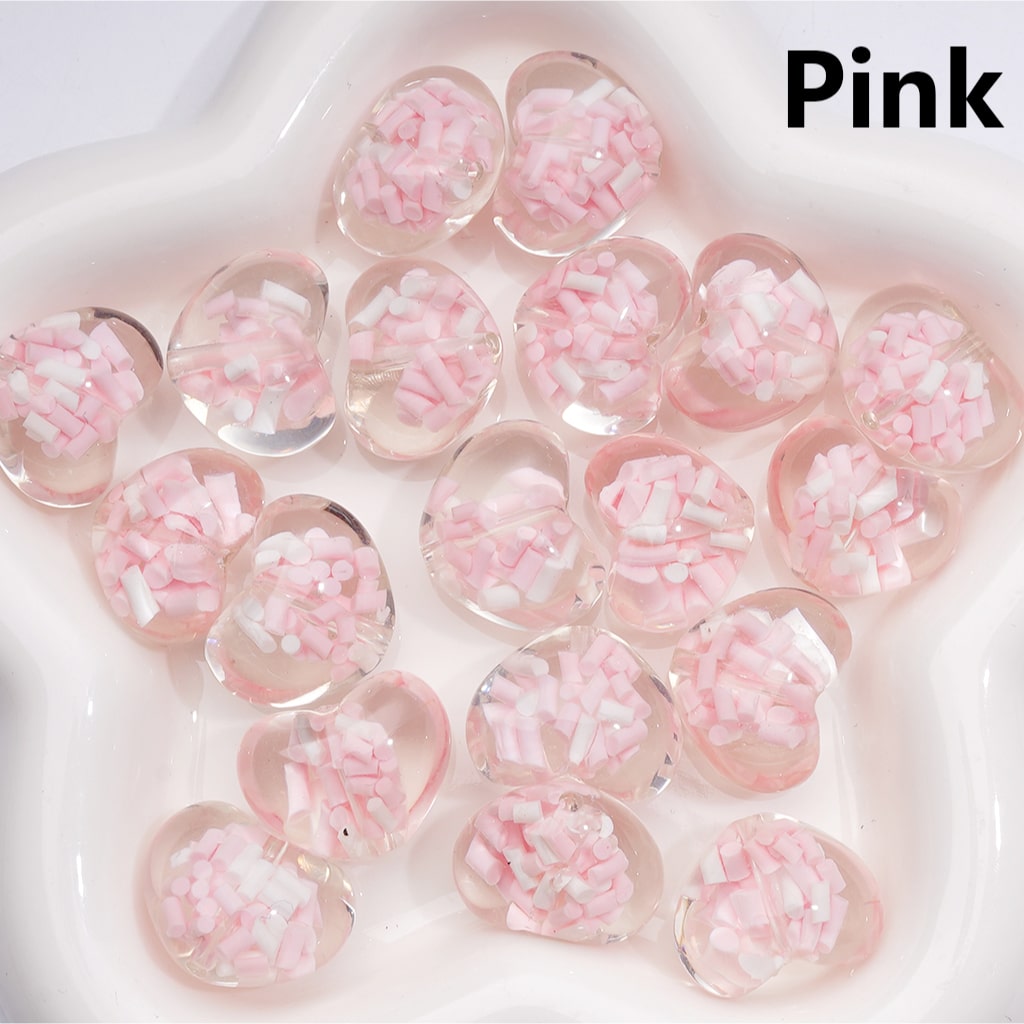 Heart Shape with Candy Sticks Inside Luminous Acrylic Beads 23×18MM Clear Single Color