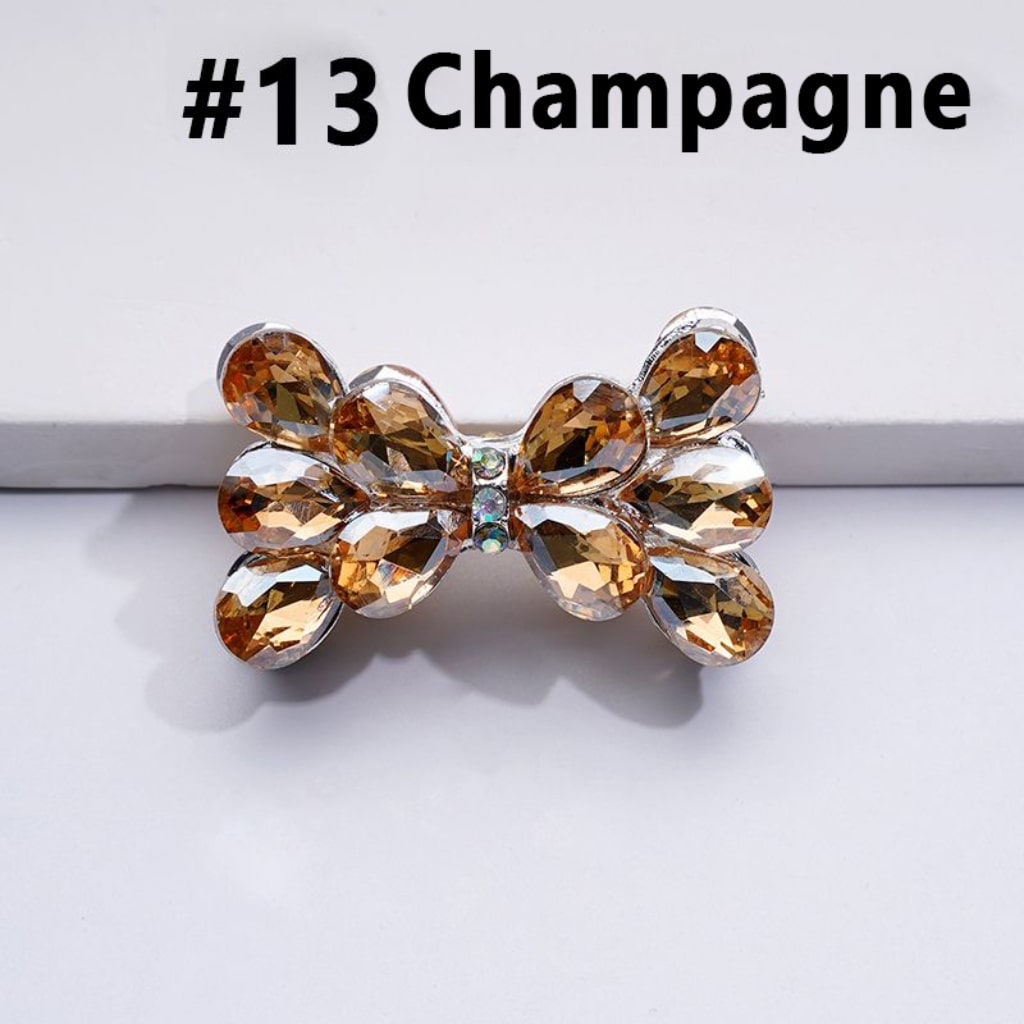 Silver Alloy Bling Bling Fancy Bowknot with Colorful & AB Shiny Rhinestones Beads, Around 37*22MM