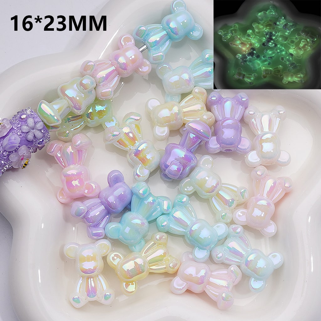 Luminous Cute Bearbrick Gloomy UV Coating Acrylic Beads 18*24MM (Single Color is available for 200pcs Whole bag)