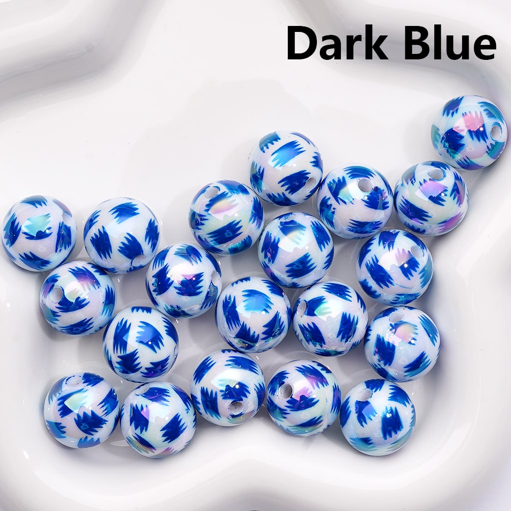 UV Coated Abstract Pen Brush Print Multi-Color Round Acrylic Beads 16mm (Single Color is available for 200pcs(Whole Bag))