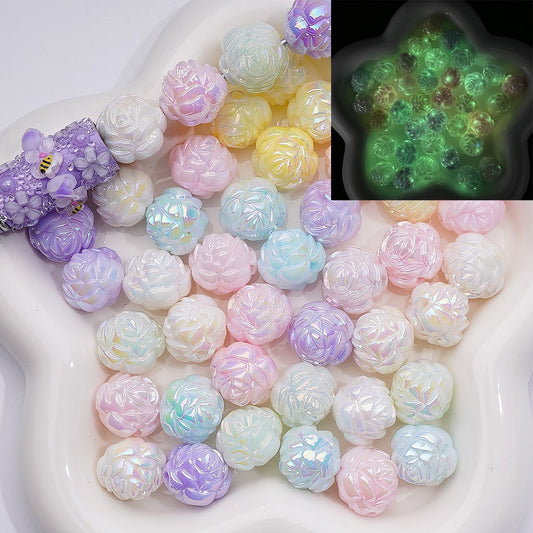Luminous Cute Rose Flower UV Coating Acrylic Bead 16MM (Single Color is available for 200pcs Whole bag)