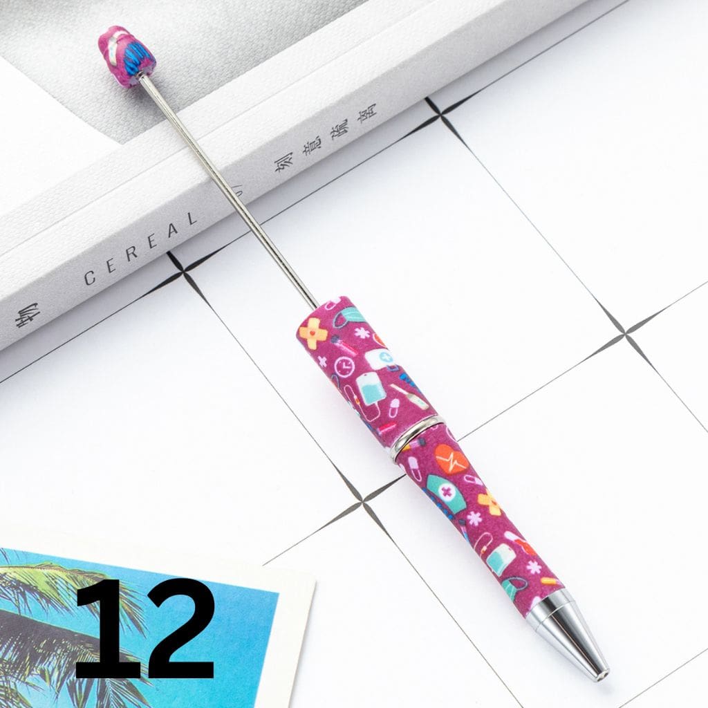 Nurses Doctor Print Beaded Pens with Healthcare Design Random Mix Beadable Pens