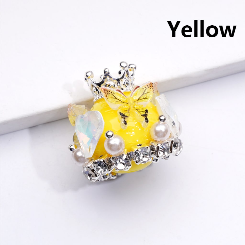 Butterfly Heart with Rhinestones, Pearls & Silver Crown Acrylic Beads 22*22MM Solid Color