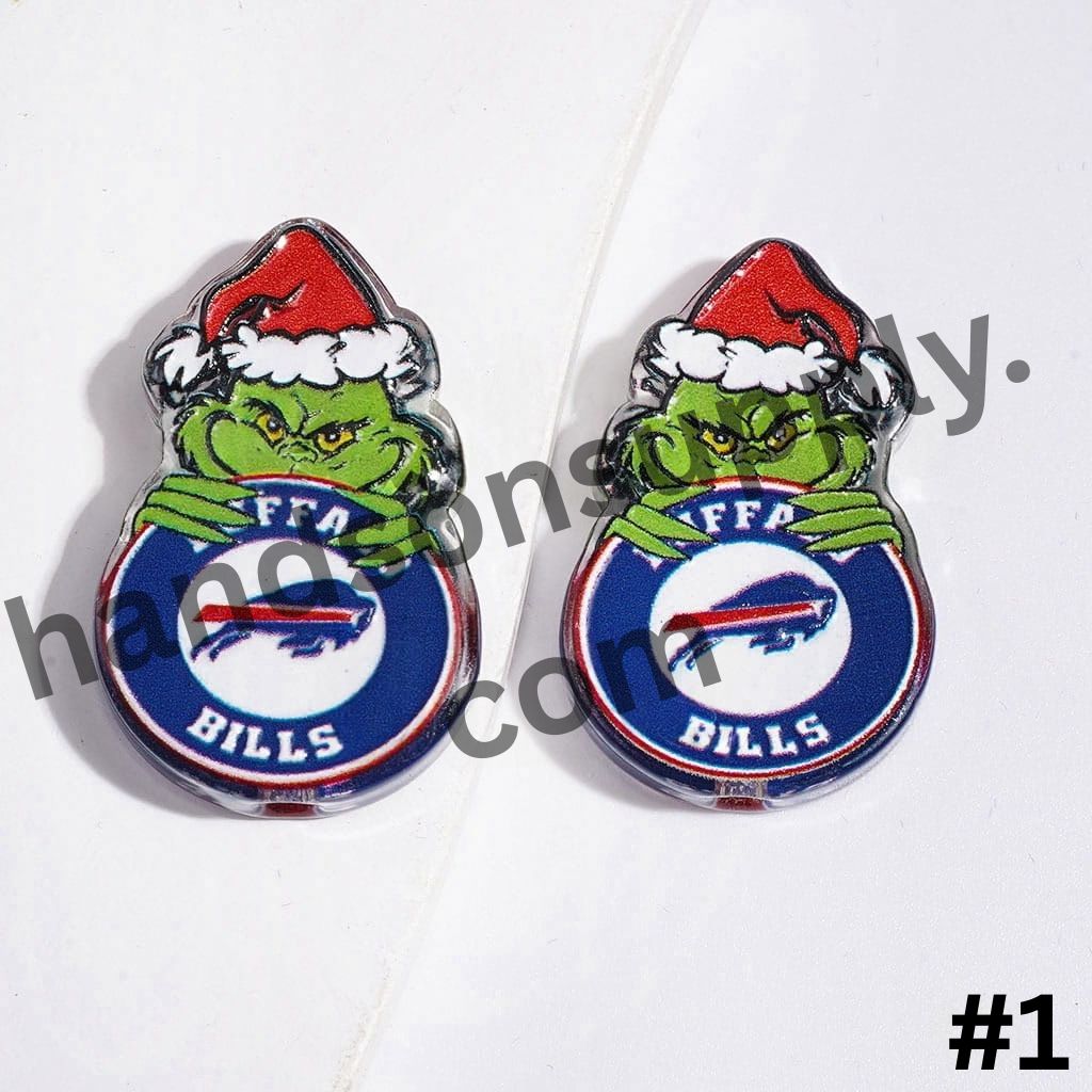 Festive Christmas Green Character with American Football Team Design Acrylic Beads, 18*28MM