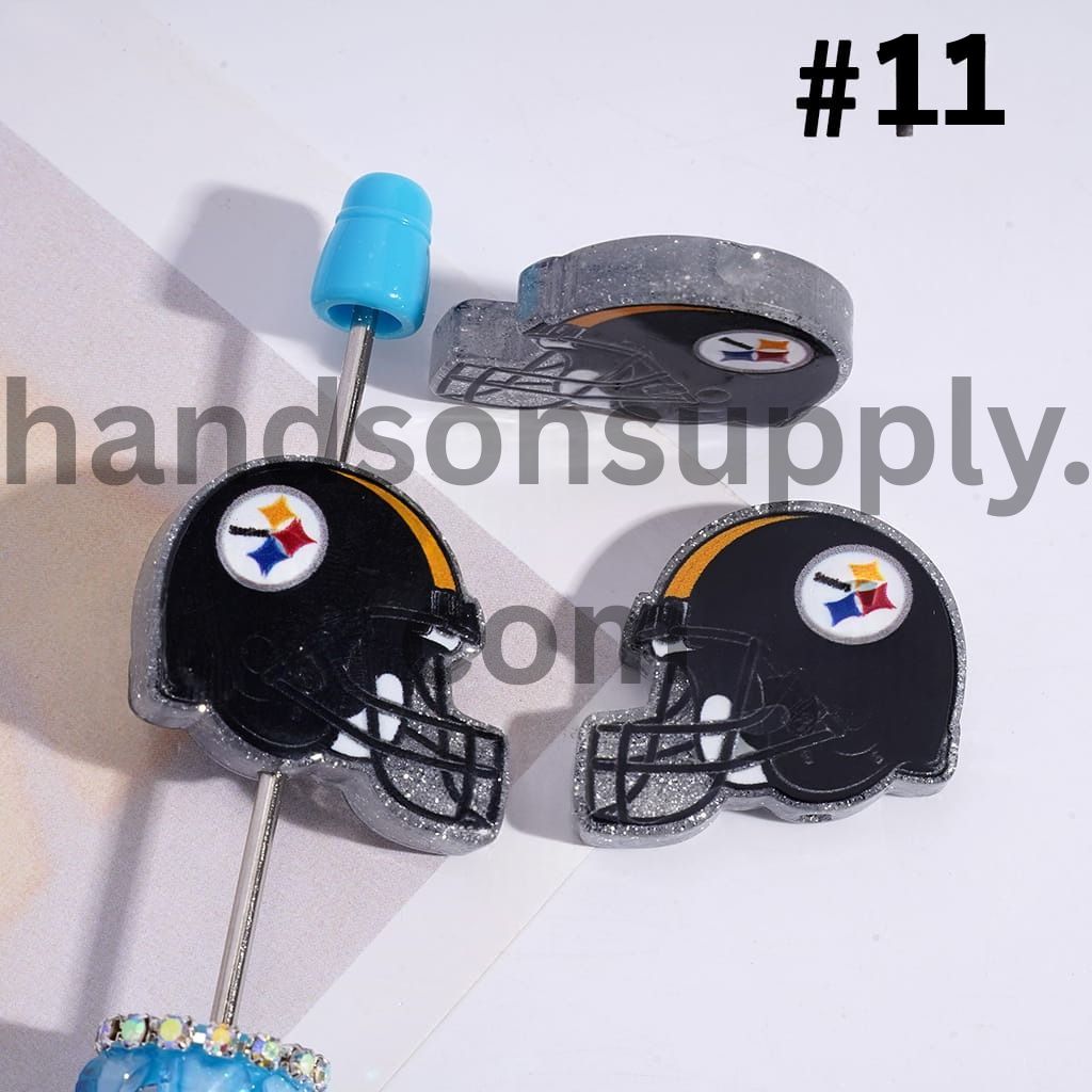 Silver Glitter USA American Football Helmet Shape Acrylic Beads 22*26MM