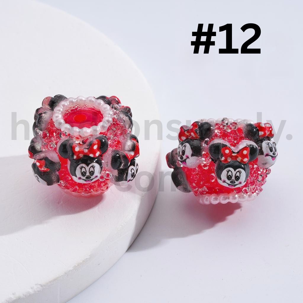 Cute Character Mix Kurom, Monster, Micke, Minni, Toy Bear Sugar Acrylic Beads Multi-Color Around 18*22MM