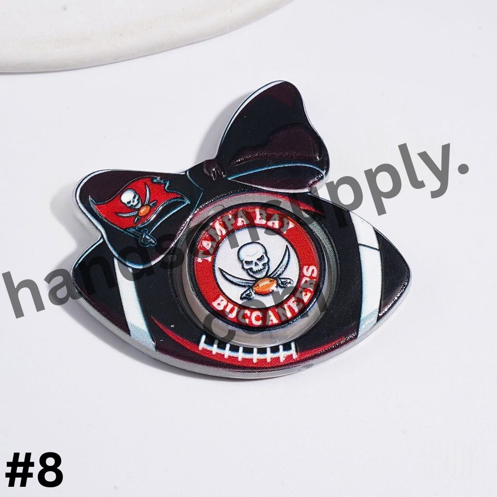American Football Team Design Hollow Bowtie Frame with Flat Round Acrylic Beads Collection Set, Large Size