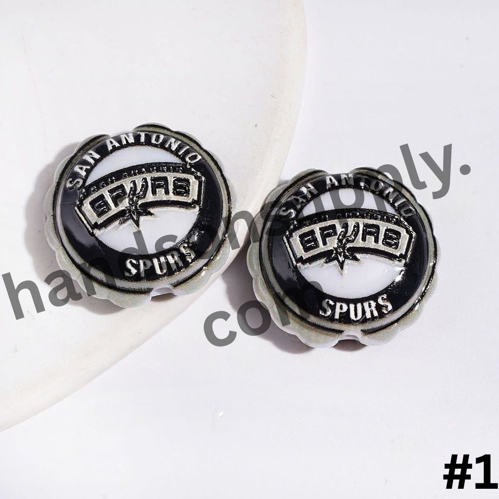Sporty American Basketball Team Logo with Round Shaped with Wavy Border Acrylic Beads, 23*25MM
