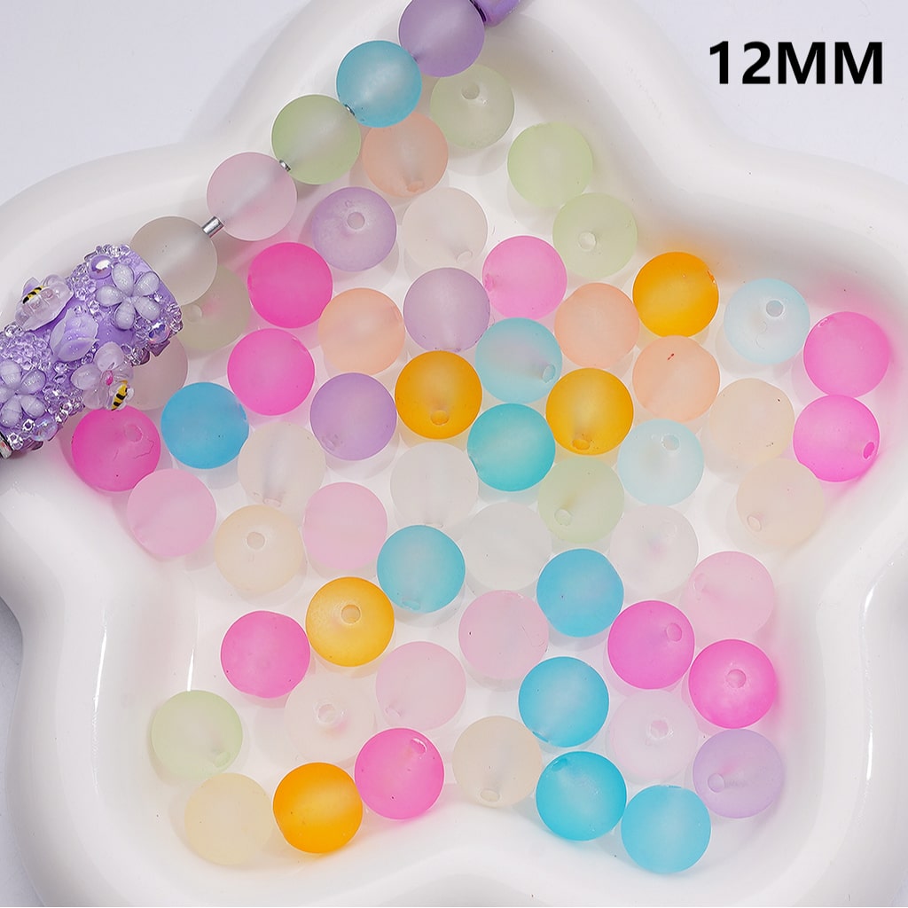 Multi-Color Round Acrylic Beads Frosted Matte Translucent 12MM (Single Color is available for 500pcs Whole bag)