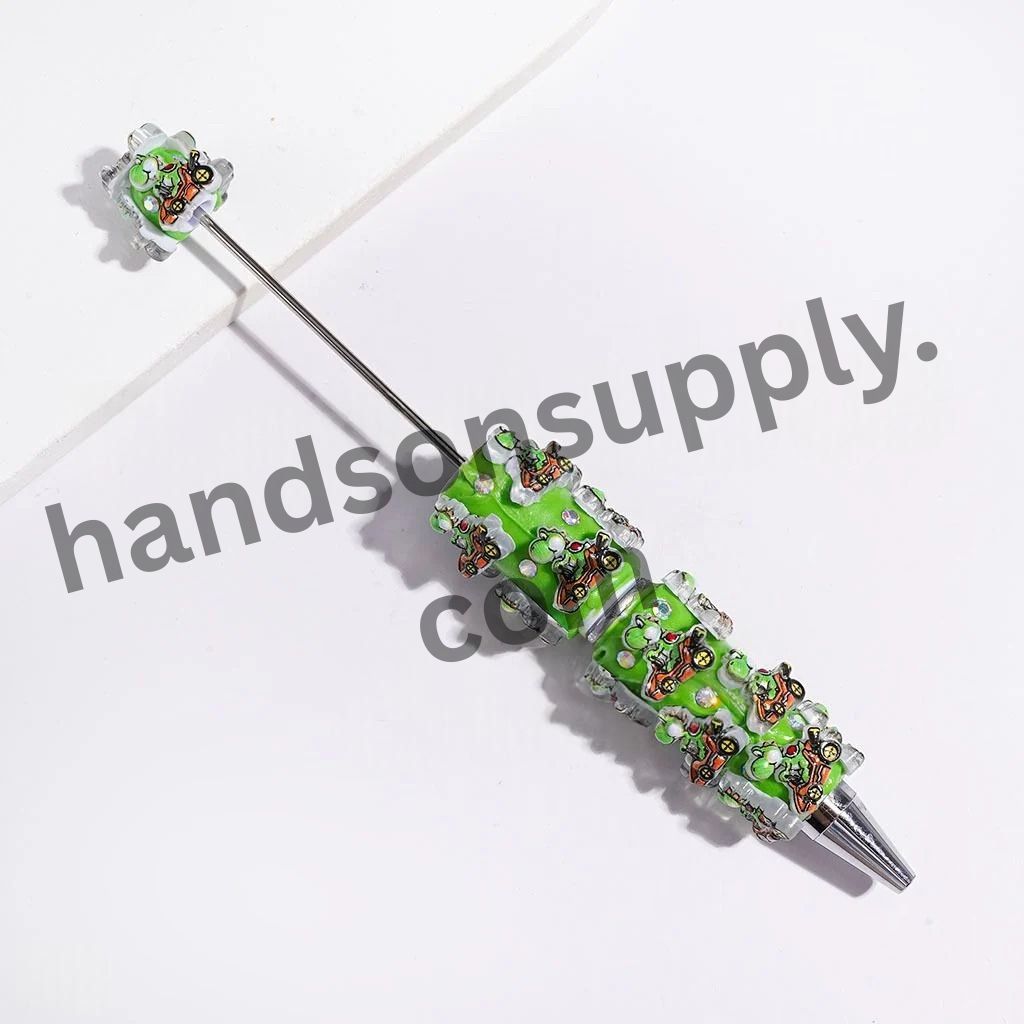 Adorable Sports Car Plumber Character with Sparkling AB Rhinestones Beadable Clay Pens, Multi-Color