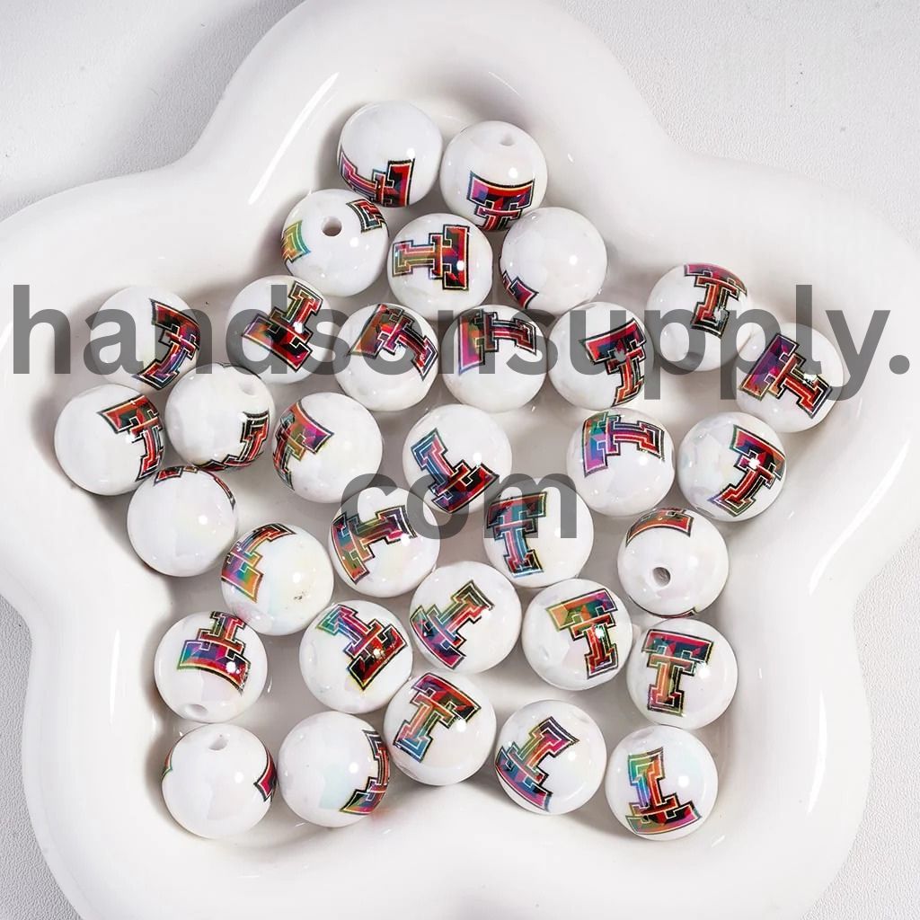 UV Coating American College Football Acrylic Beads, 16MM