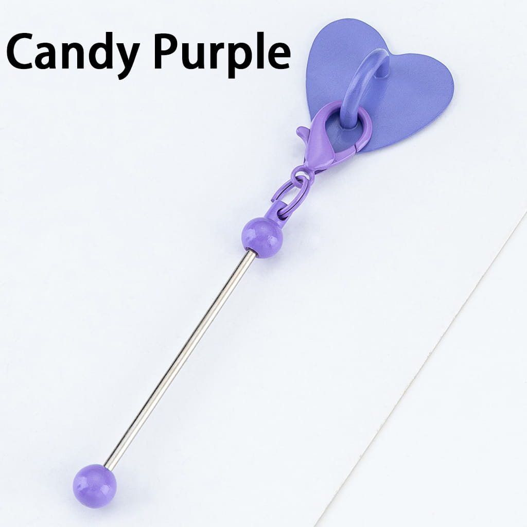 DIY Beadable Keychain Bar with Mini Lobster Clasp & Heart Accessories, 9.6*2.5CM