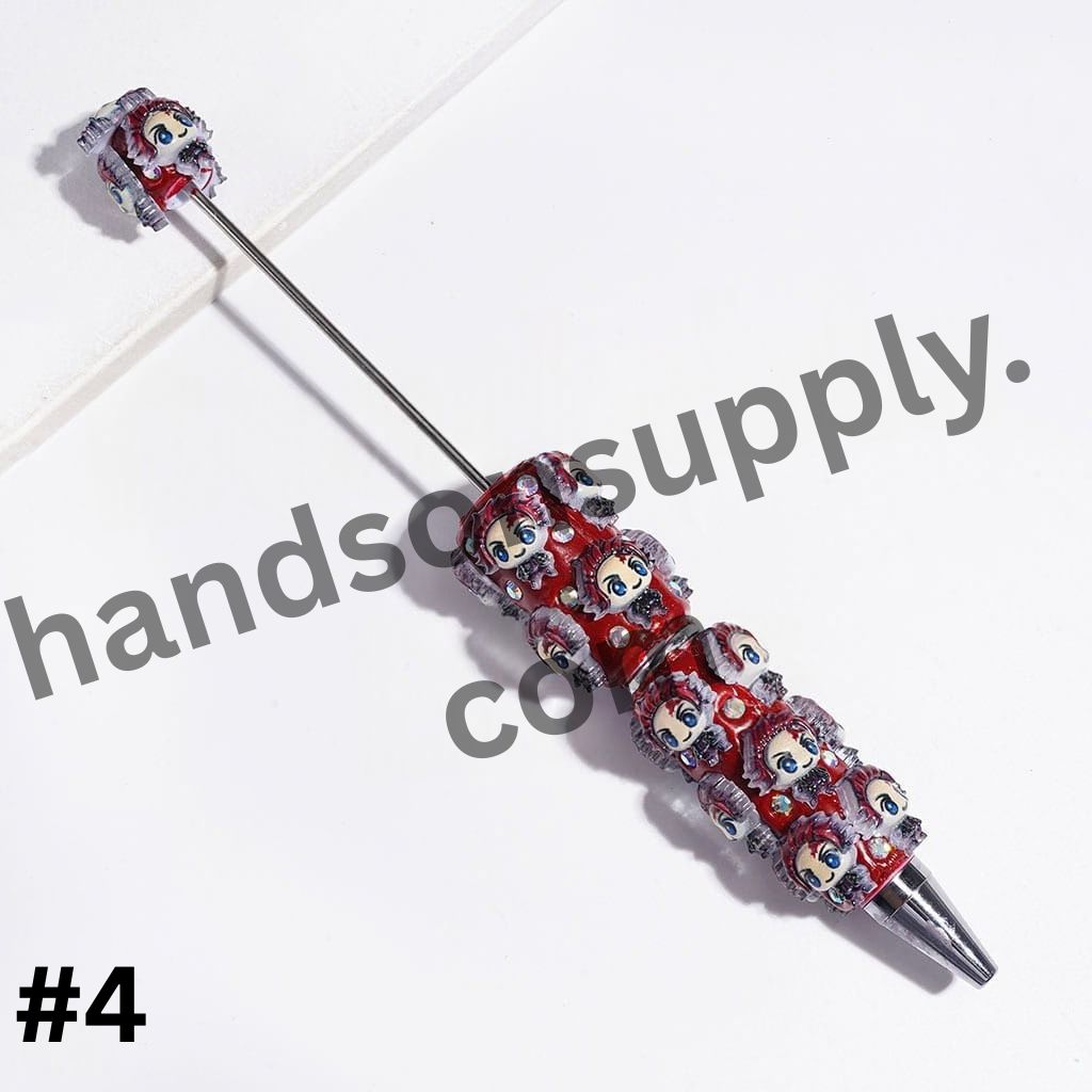 Cute Japanese Cosplay Cartoon Character Series with Sparkling AB Rhinestone Beadable Clay Pens