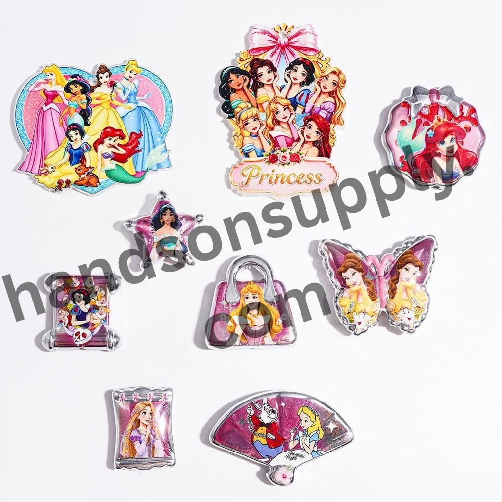 Fairytale Princess Character Series, Silver Edge Style Acrylic Beads & Pendants, Random Mix”