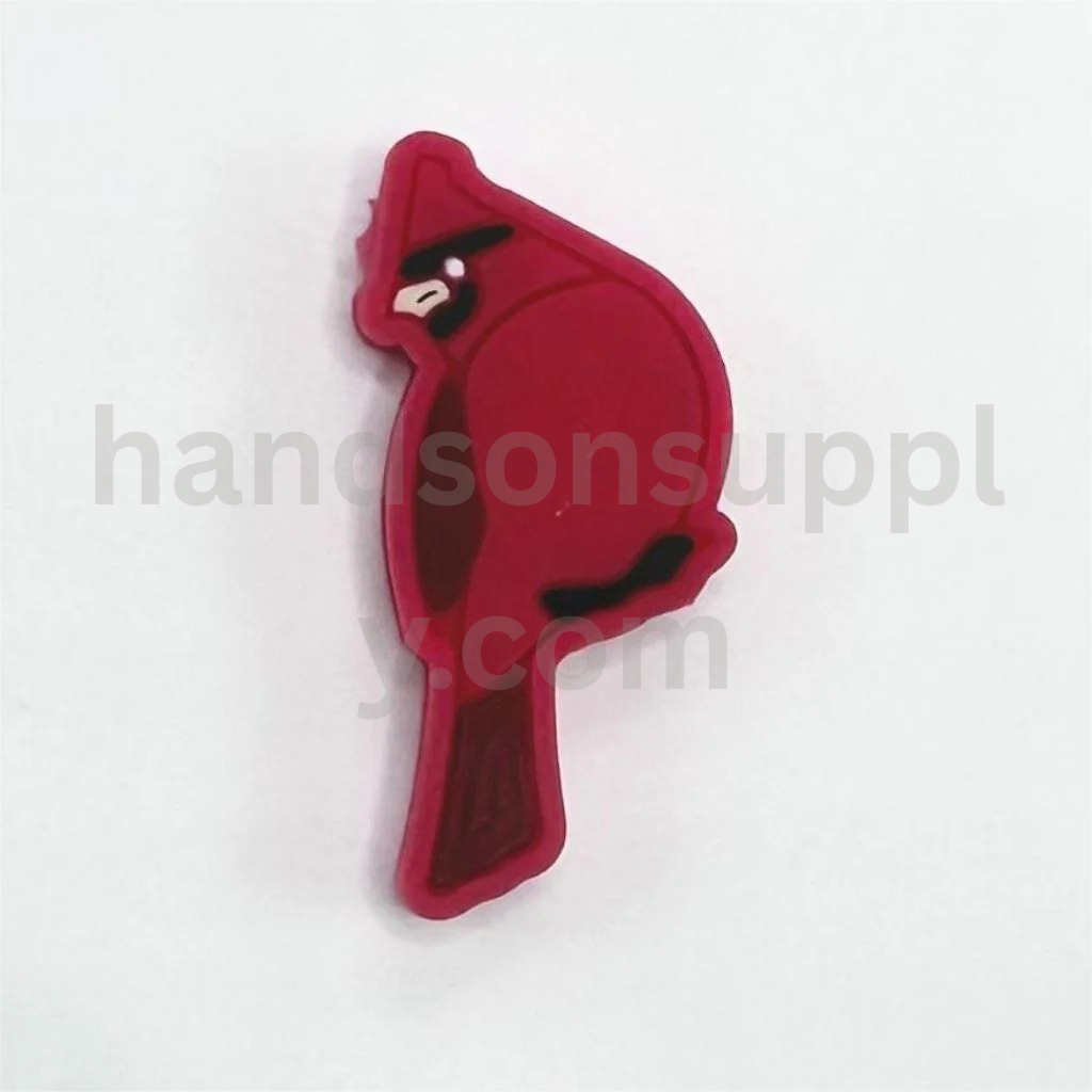Cardinal Team Red Bird Football Team Logo Design Silicone Focal Beads