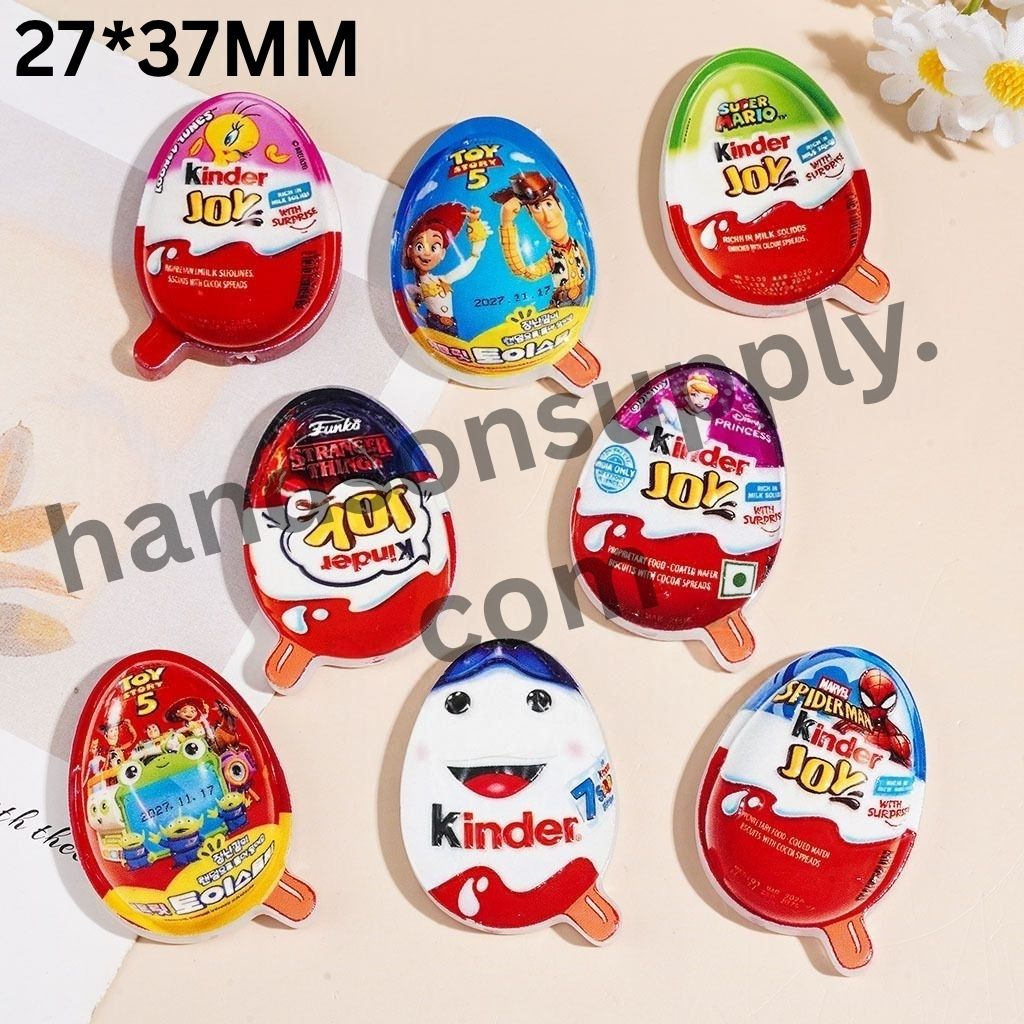 Playful Kinder Joy Surprise Egg with Adventure Character Designs, Snack Candy Series Acrylic Beads, 27*37MM, Random Mix