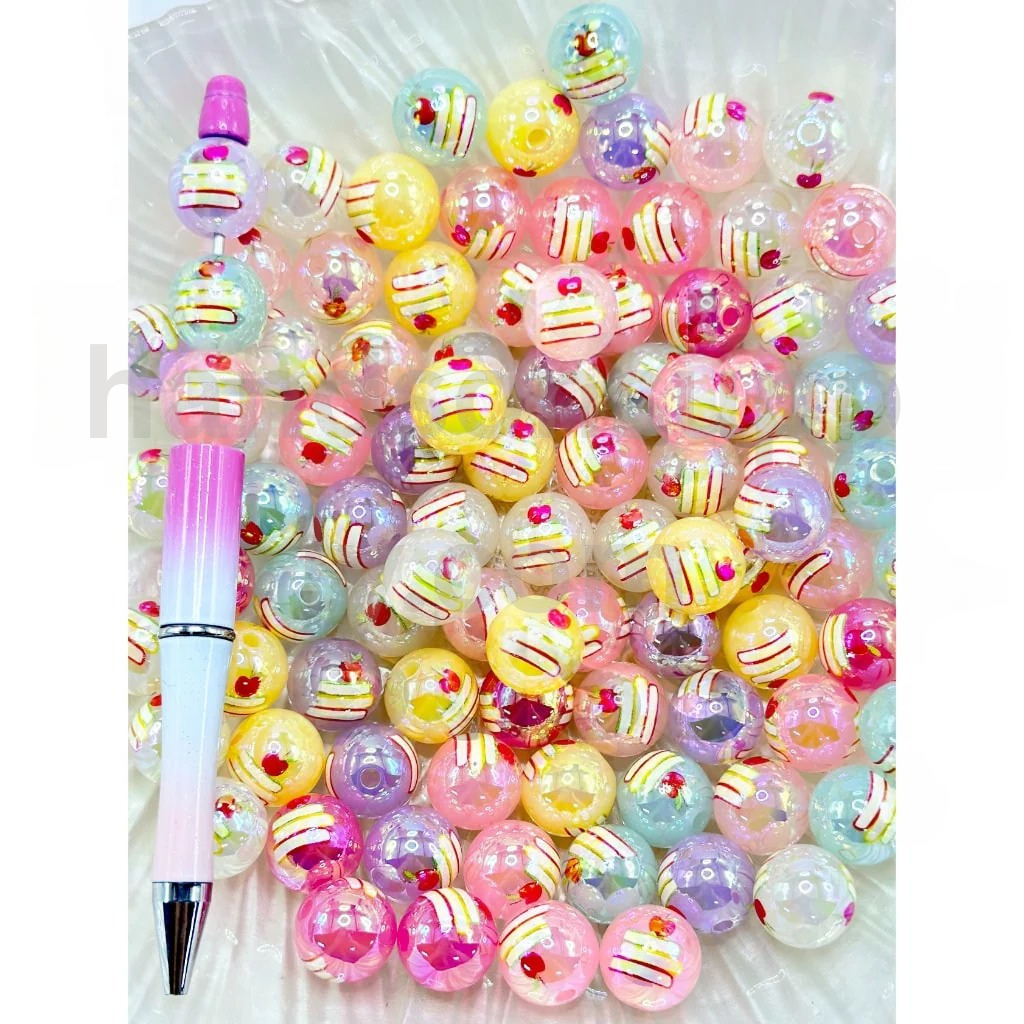 Apple and Book Theme Jelly Color Round 16MM Random Mix Acrylic Beads
