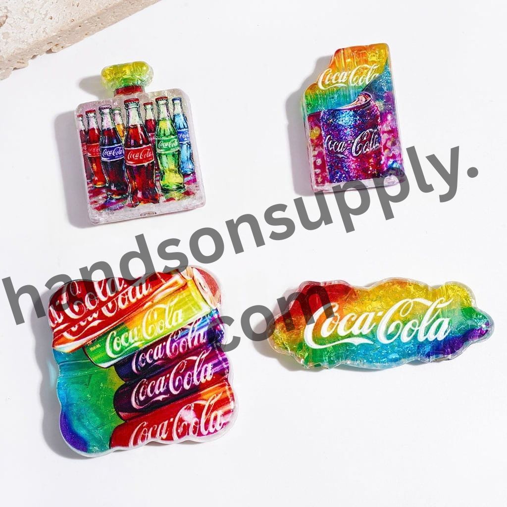 Vibrant Rainbow Refreshing Soda Drink Series Acrylic Crackle Beads and Pendant, Random Mix