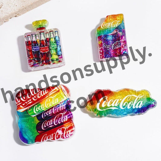Vibrant Rainbow Refreshing Soda Drink Series Acrylic Crackle Beads and Pendant, Random Mix