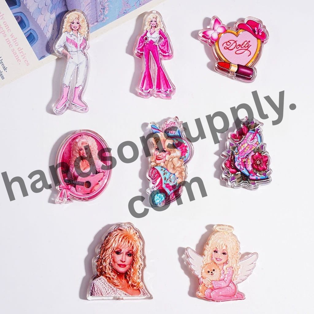 American Country Music Singer Icon Character Series Semi-Clear Acrylic Beads, Random Mix