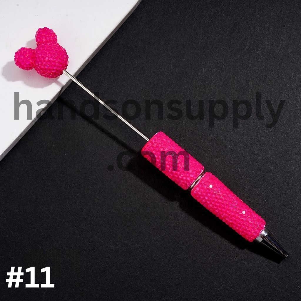 Vibrant Color Mouse Head Pen Topper with Sparkly Rhinestone Fluorescent Beadable Clay Pen (Please Read Description)