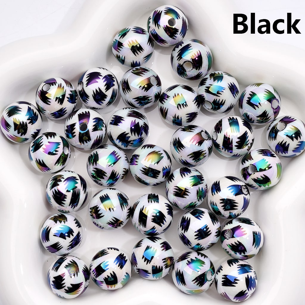 UV Coated Abstract Pen Brush Print Multi-Color Round Acrylic Beads 16mm (Single Color is available for 200pcs(Whole Bag))