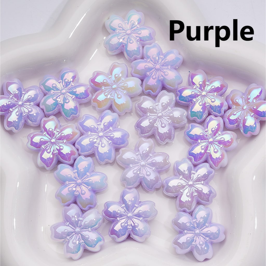 Luminous Cute Five-Petaled Flowers UV Coating Acrylic Beads 24MM (Single Color is available for 200pcs Whole bag)