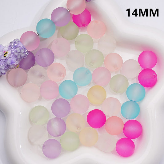 Multi-Color Acrylic Beads Round Frosted Matte Translucent, 14MM (Single Color is available for 300pcs Whole bag)